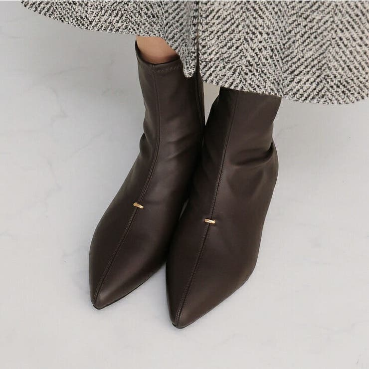 ポインテッドトゥゴールドアクセントストレッチショートブーツ | VIVIAN COLLECTION | 詳細画像8 