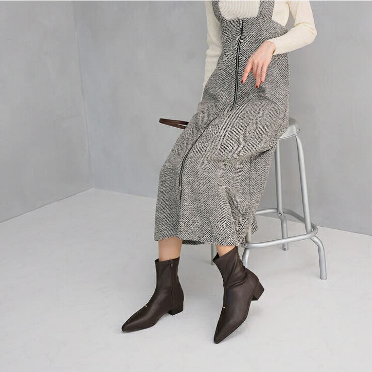 ポインテッドトゥゴールドアクセントストレッチショートブーツ | VIVIAN COLLECTION | 詳細画像10 