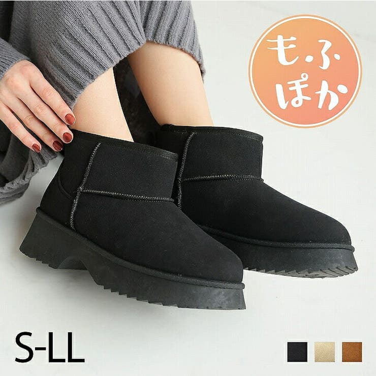 もふぽか厚底5.5cmチャンキーヒールムートンブーツ[品番：VIVS0010109