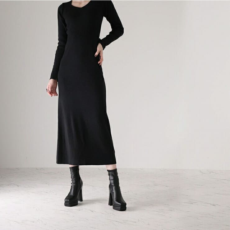 スクエアトゥ厚底プラットフォームストレッチショートブーツ | VIVIAN COLLECTION | 詳細画像12 