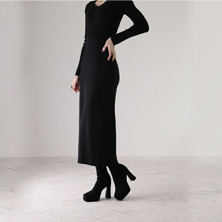 スクエアトゥ厚底プラットフォームストレッチショートブーツ | VIVIAN COLLECTION | 詳細画像20 