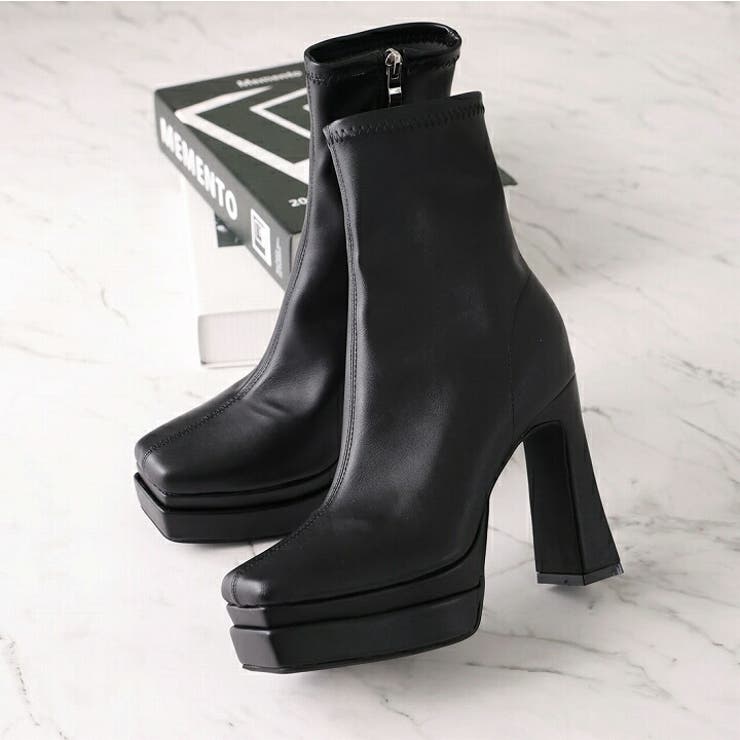 スクエアトゥ厚底プラットフォームストレッチショートブーツ | VIVIAN COLLECTION | 詳細画像5 