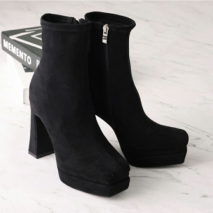 スクエアトゥ厚底プラットフォームストレッチショートブーツ | VIVIAN COLLECTION | 詳細画像6 