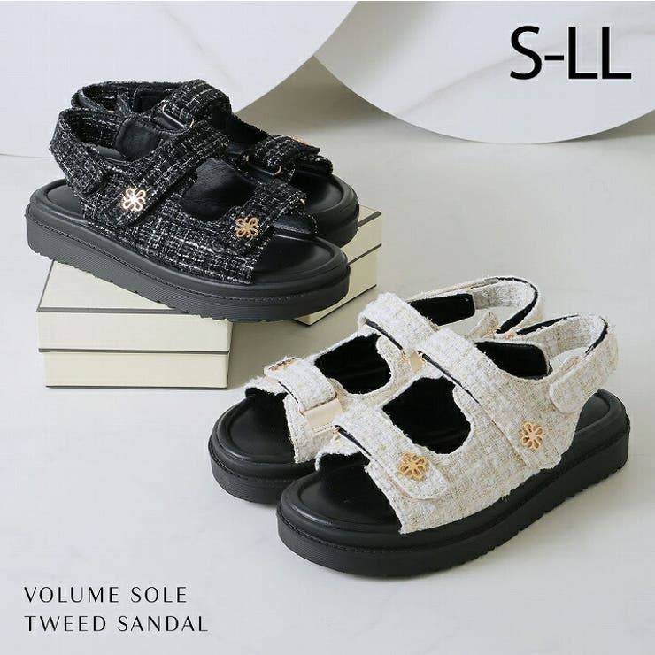 厚底ゴールドモチーフツイードサンダル | VIVIAN COLLECTION | 詳細画像1