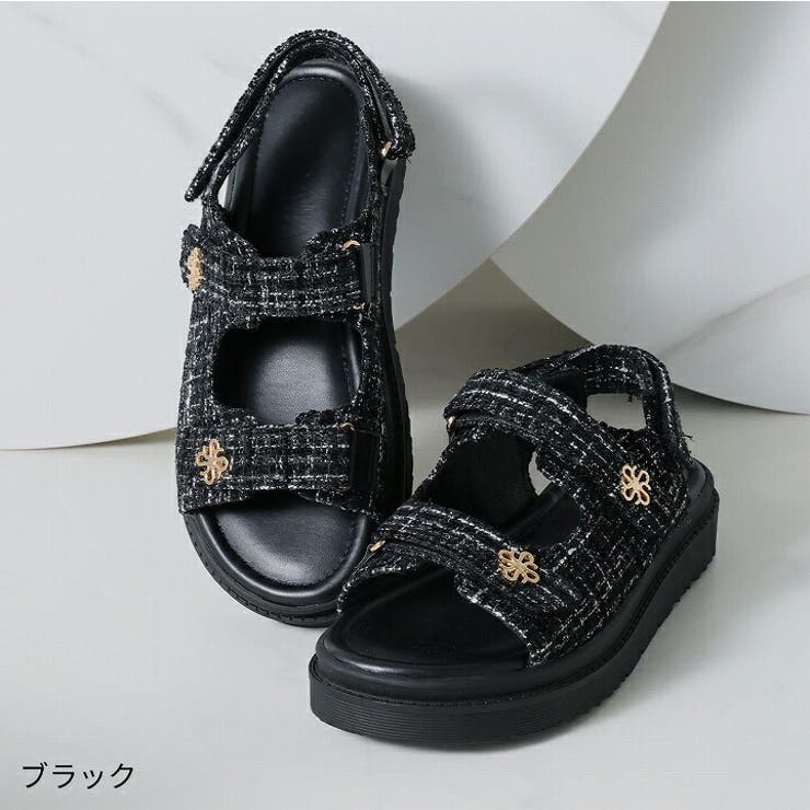 厚底ゴールドモチーフツイードサンダル | VIVIAN COLLECTION | 詳細画像15