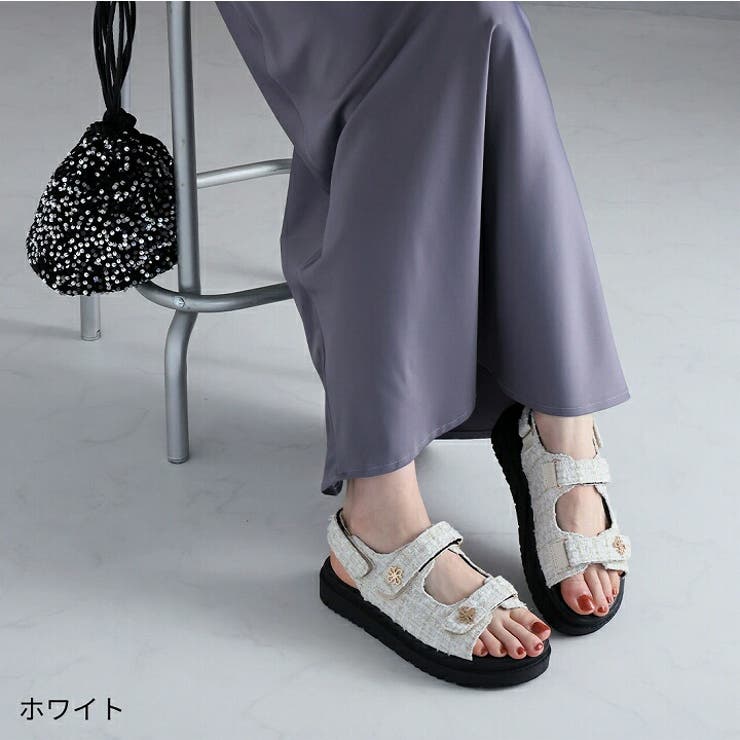厚底ゴールドモチーフツイードサンダル | VIVIAN COLLECTION | 詳細画像16