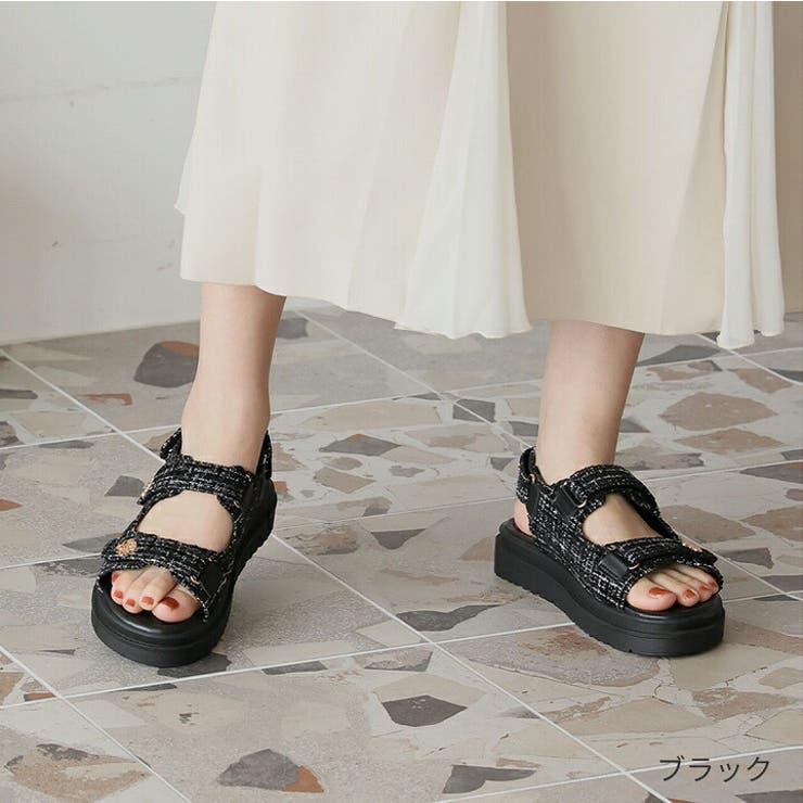 厚底ゴールドモチーフツイードサンダル | VIVIAN COLLECTION | 詳細画像17