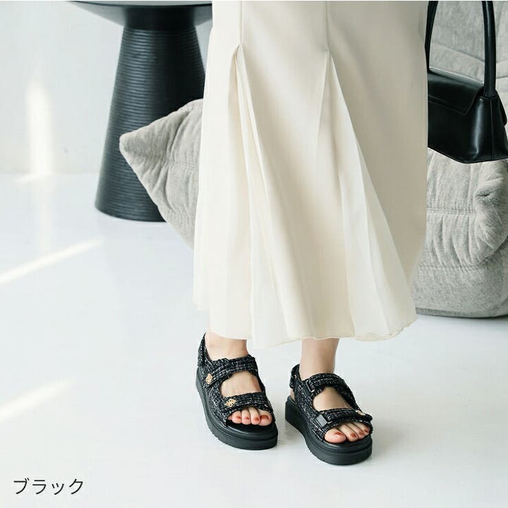厚底ゴールドモチーフツイードサンダル | VIVIAN COLLECTION | 詳細画像19