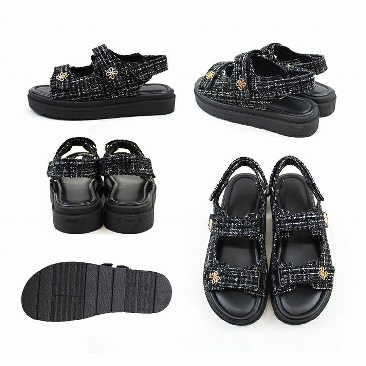 厚底ゴールドモチーフツイードサンダル | VIVIAN COLLECTION | 詳細画像3