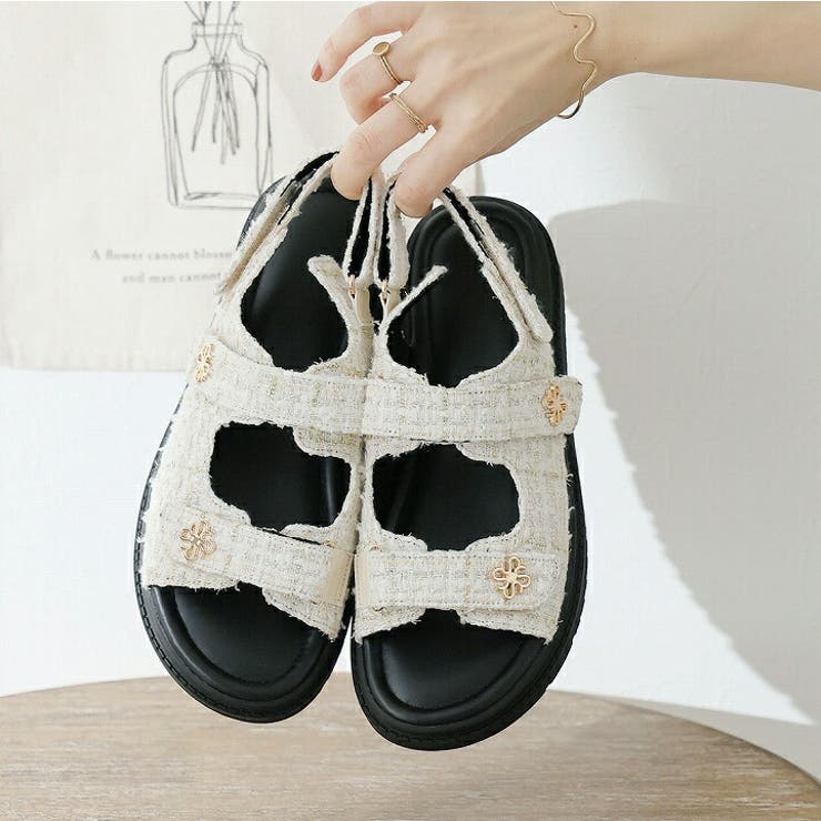 厚底ゴールドモチーフツイードサンダル | VIVIAN COLLECTION | 詳細画像7