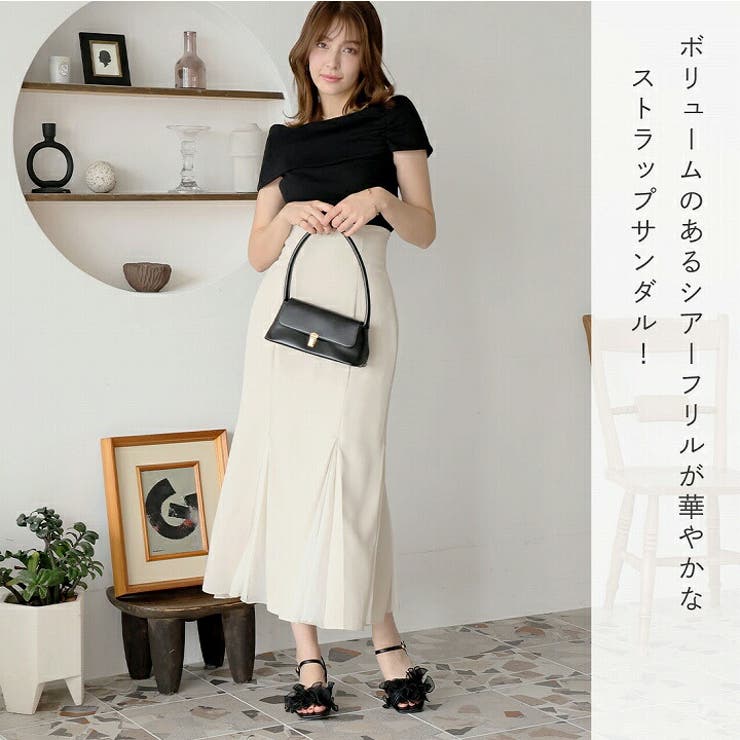 シアークロスフリルスクエアトゥストラップサンダル | VIVIAN COLLECTION | 詳細画像5 