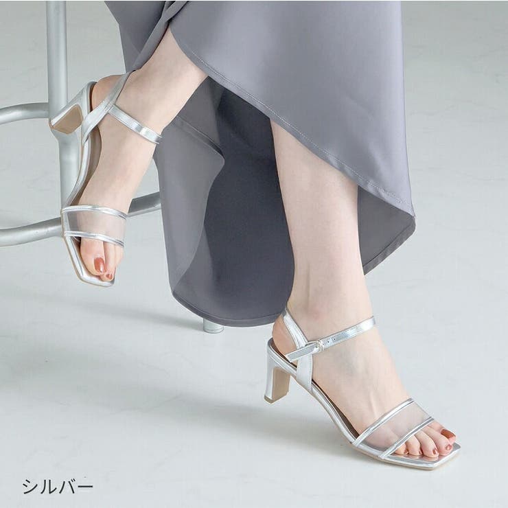 シルバー ストラップ サンダル スクエアトゥ ピンヒール hr9835 LibertyDoll サンダル レディース ストラップ スクエアトゥ