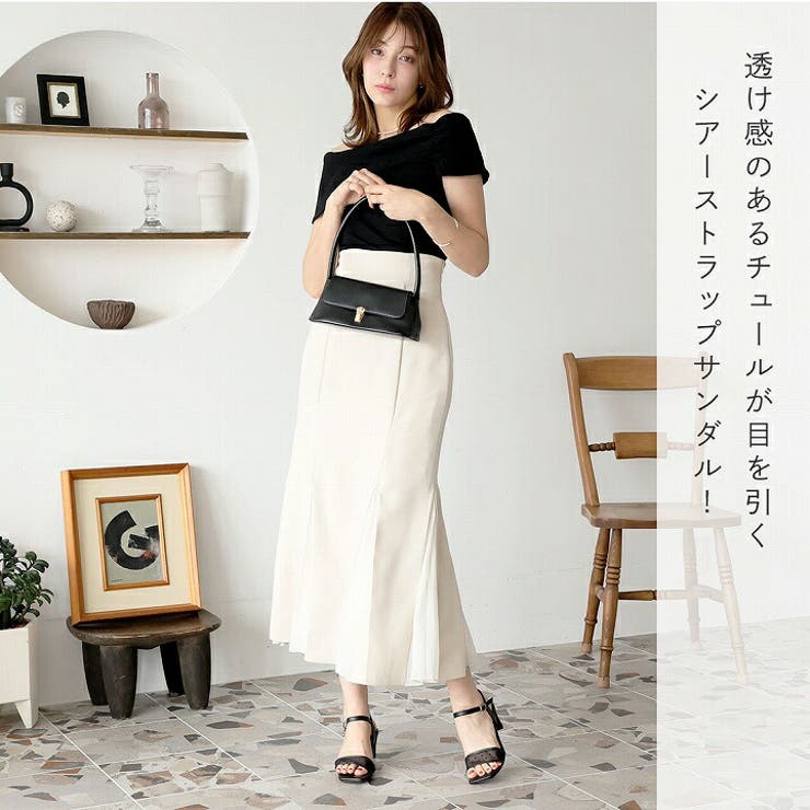 スクエアトゥシアーチュールストラップサンダル | VIVIAN COLLECTION | 詳細画像5 