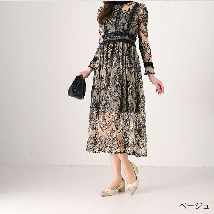 グリッタートゥ切り替えデザインサテンレースパンプス[品番