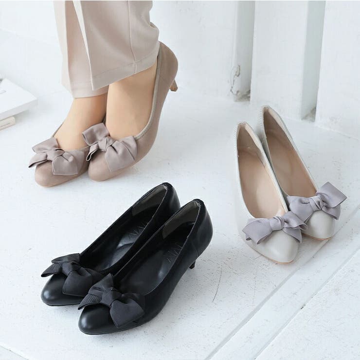 A.C AC パンプス Vカット 日本製 バックル アーモンドトゥ