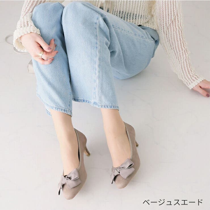 履きごこちやみつき感激】アーモンドトゥリボン5cmヒール
