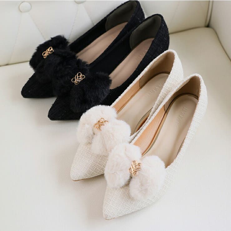 2WAY取り外しふわふわファーリボンモノグラムパンプス | VIVIAN COLLECTION | 詳細画像6 