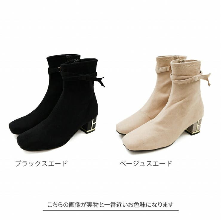 キラキラグリッターゴールドラインヒールサイドリボンブーツ | VIVIAN COLLECTION | 詳細画像2 