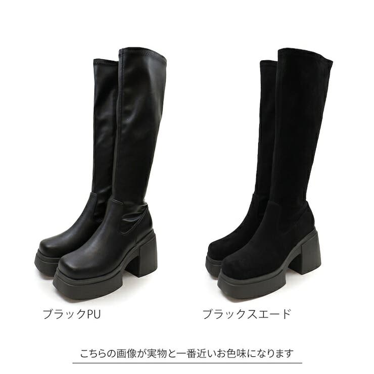 厚底チャンキーヒールストレッチロングブーツ | VIVIAN COLLECTION | 詳細画像2 