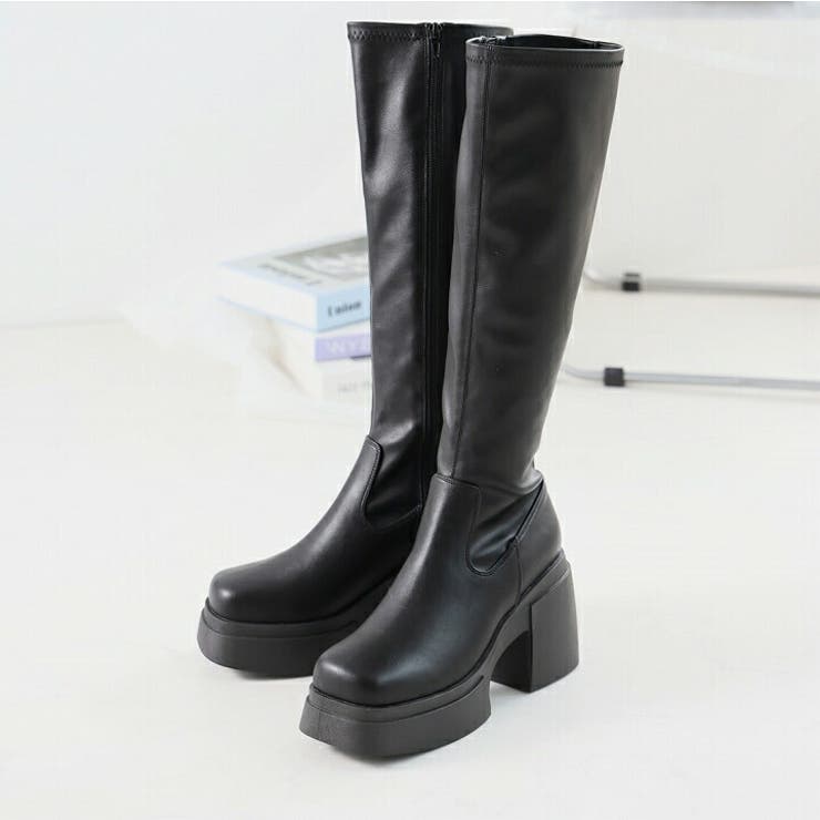 厚底チャンキーヒールストレッチロングブーツ | VIVIAN COLLECTION | 詳細画像13 