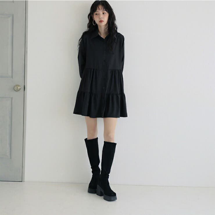 厚底チャンキーヒールストレッチロングブーツ | VIVIAN COLLECTION | 詳細画像14 