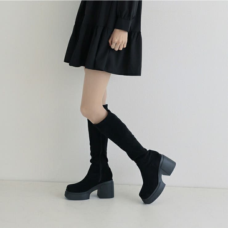 厚底チャンキーヒールストレッチロングブーツ | VIVIAN COLLECTION | 詳細画像15 