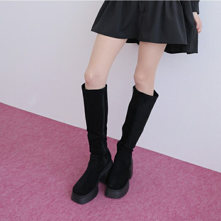 厚底チャンキーヒールストレッチロングブーツ | VIVIAN COLLECTION | 詳細画像17 