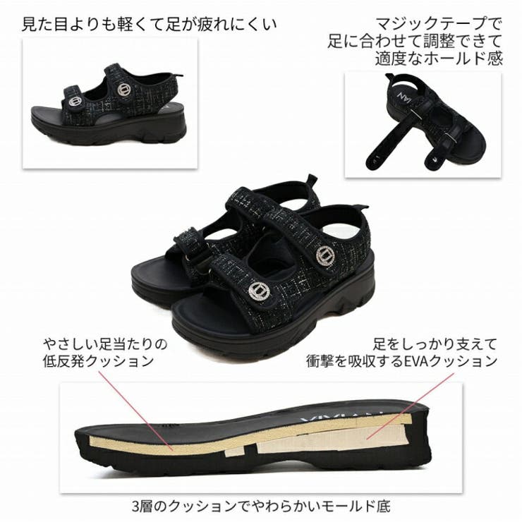 キラキラビジューモチーフやわらかソールサンダル | VIVIAN COLLECTION | 詳細画像4 