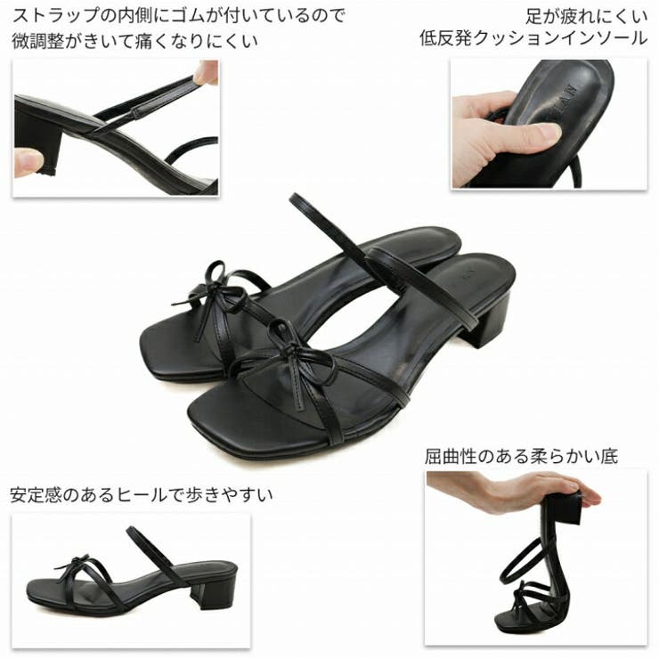 リボン華奢ストラップミュールサンダル | VIVIAN COLLECTION | 詳細画像4 