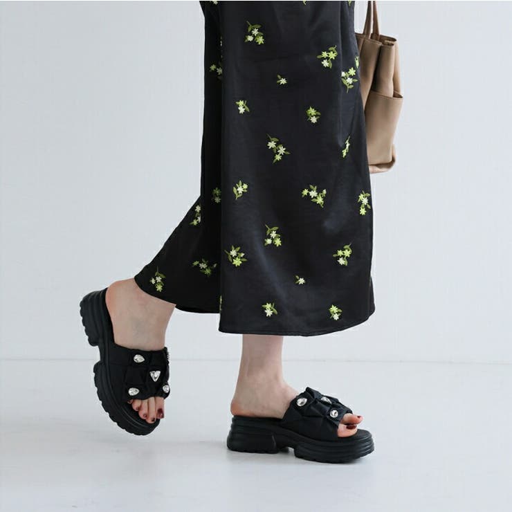 キラキラビジュー厚底ギャザーサンダル | VIVIAN COLLECTION | 詳細画像17 