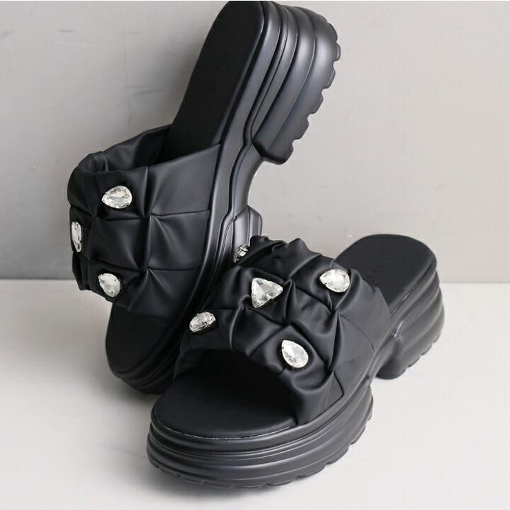 キラキラビジュー厚底ギャザーサンダル | VIVIAN COLLECTION | 詳細画像20 