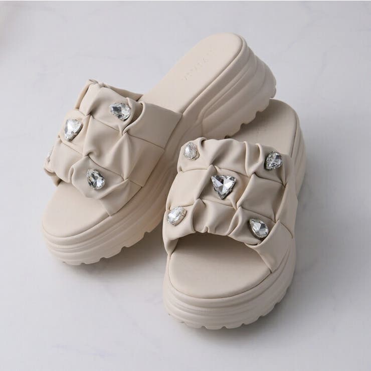 キラキラビジュー厚底ギャザーサンダル | VIVIAN COLLECTION | 詳細画像10 