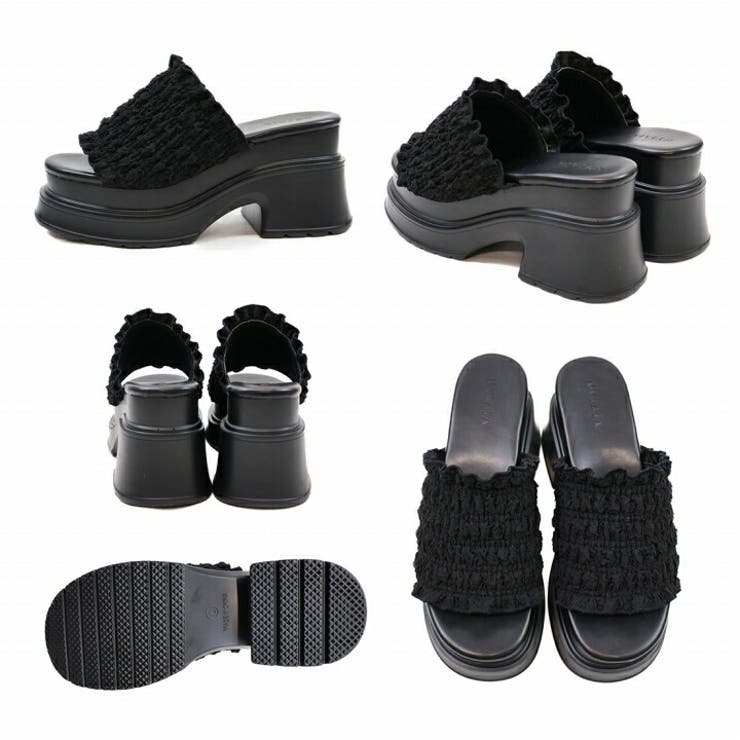 フリルギャザー厚底プラットフォームミュールサンダル | VIVIAN COLLECTION | 詳細画像3 