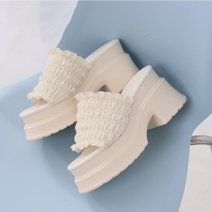 フリルギャザー厚底プラットフォームミュールサンダル | VIVIAN COLLECTION | 詳細画像6 