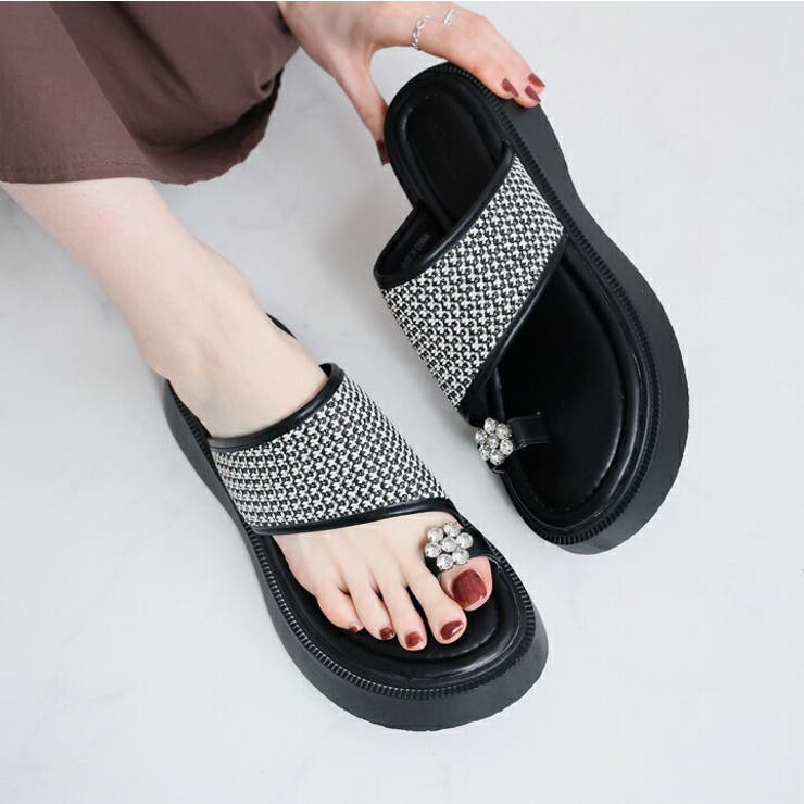 キラキラフラワービジュー厚底トングサンダル | VIVIAN COLLECTION | 詳細画像11 