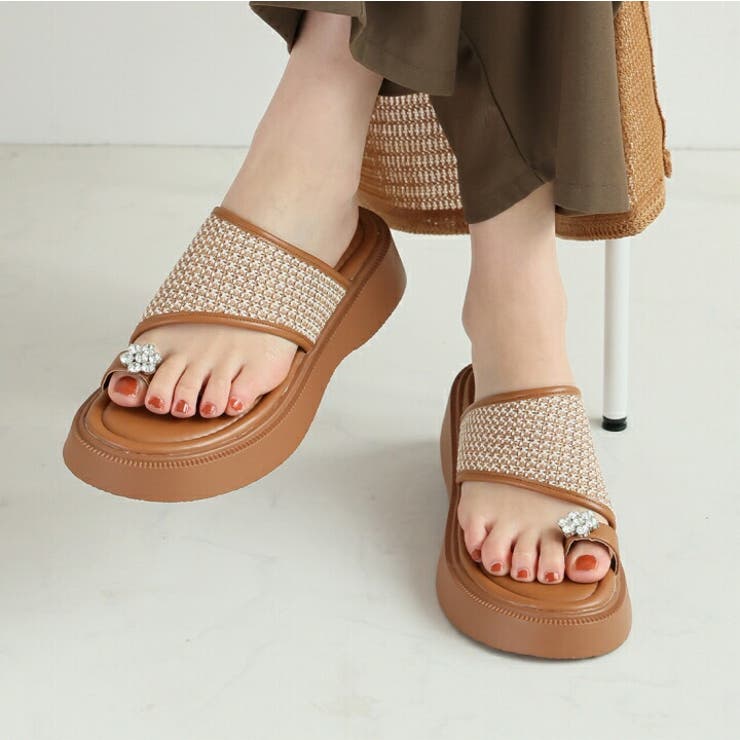 キラキラフラワービジュー厚底トングサンダル | VIVIAN COLLECTION | 詳細画像12 