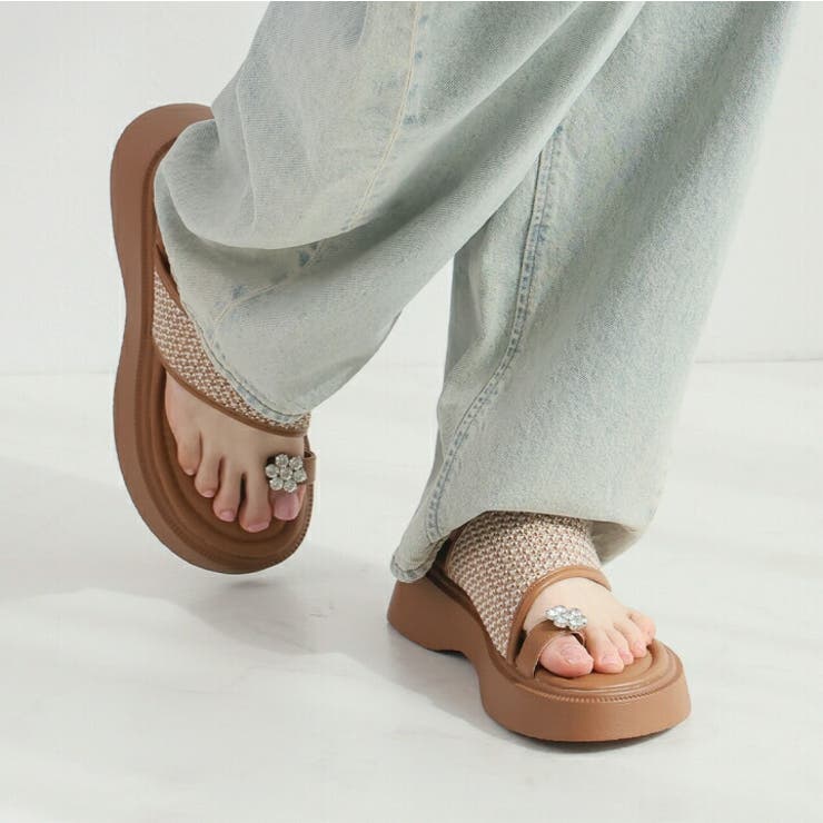 キラキラフラワービジュー厚底トングサンダル | VIVIAN COLLECTION | 詳細画像14 