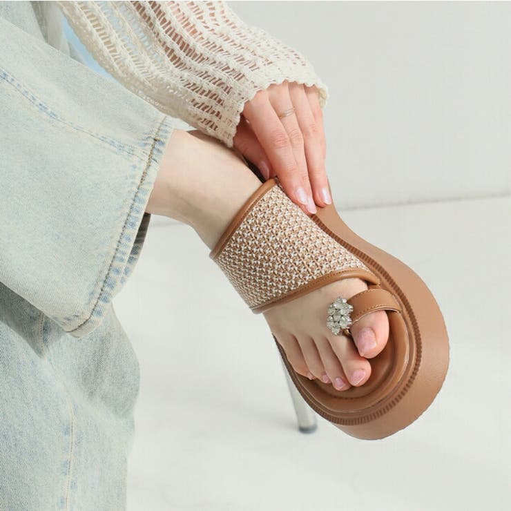 キラキラフラワービジュー厚底トングサンダル | VIVIAN COLLECTION | 詳細画像15 