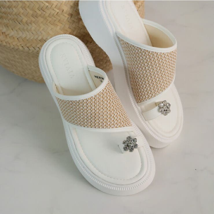 キラキラフラワービジュー厚底トングサンダル | VIVIAN COLLECTION | 詳細画像18 