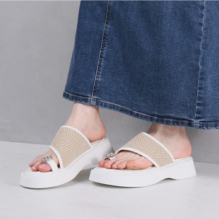 キラキラフラワービジュー厚底トングサンダル | VIVIAN COLLECTION | 詳細画像19 