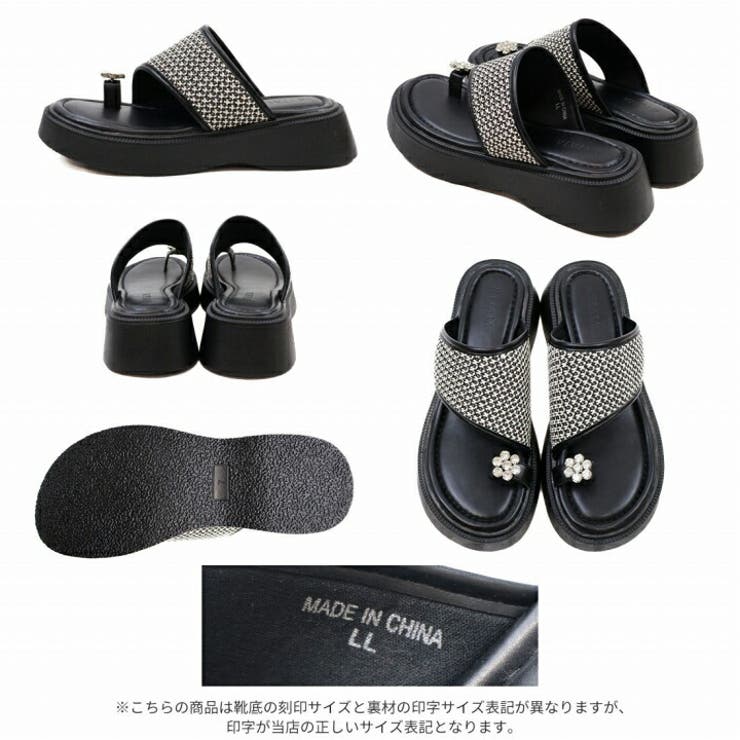キラキラフラワービジュー厚底トングサンダル | VIVIAN COLLECTION | 詳細画像3 