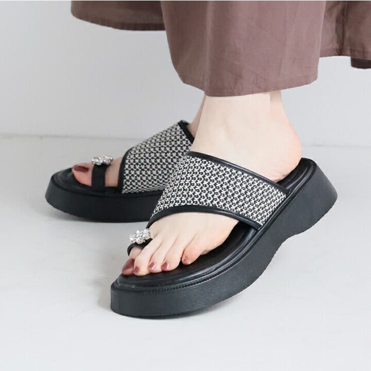 キラキラフラワービジュー厚底トングサンダル | VIVIAN COLLECTION | 詳細画像9 