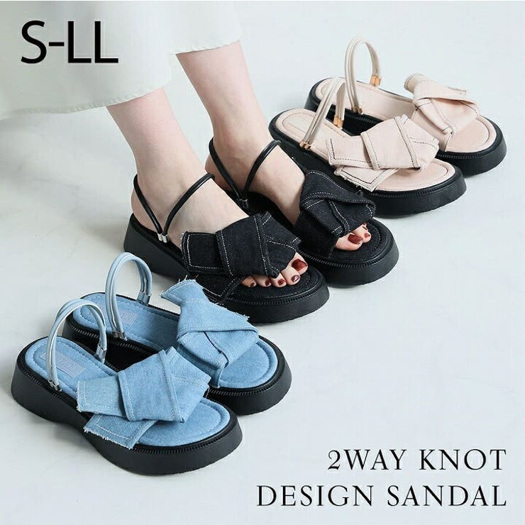 2WAY厚底ノットデザインサンダル | VIVIAN COLLECTION | 詳細画像1 