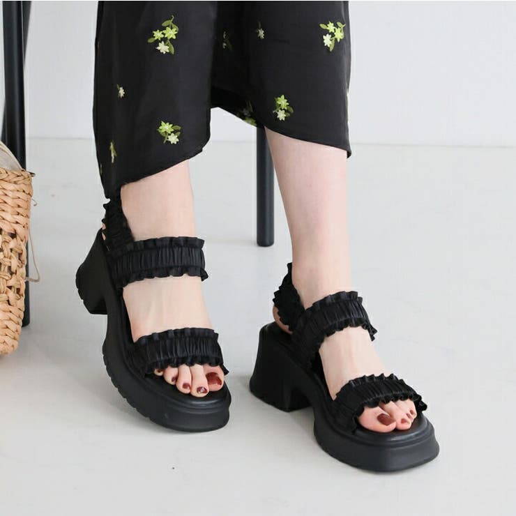 フリルギャザー厚底サンダル | VIVIAN COLLECTION | 詳細画像13 