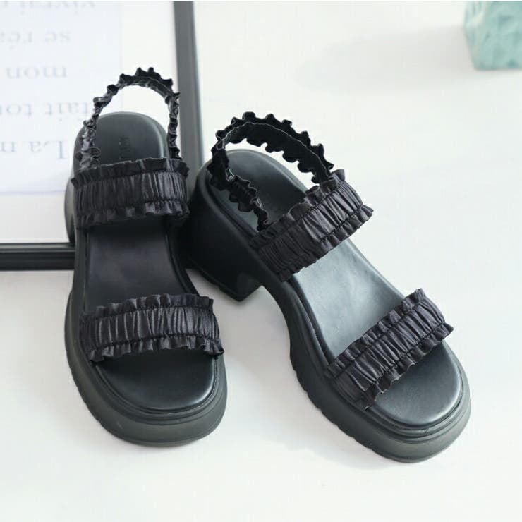 フリルギャザー厚底サンダル | VIVIAN COLLECTION | 詳細画像5 