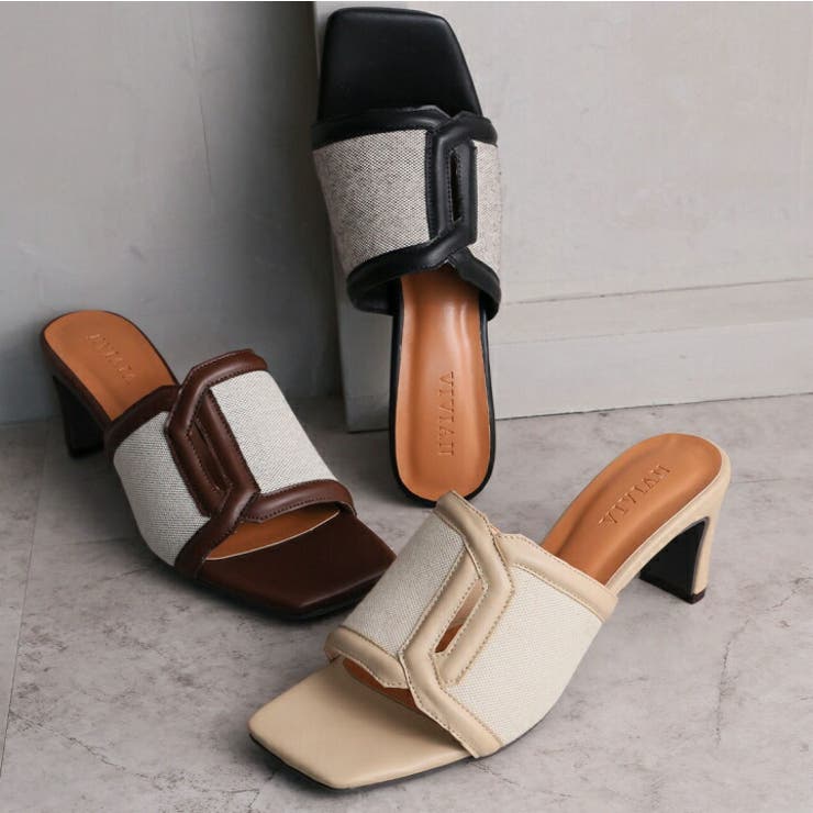 カットアウト異素材コンビミュールサンダル | VIVIAN COLLECTION | 詳細画像5 