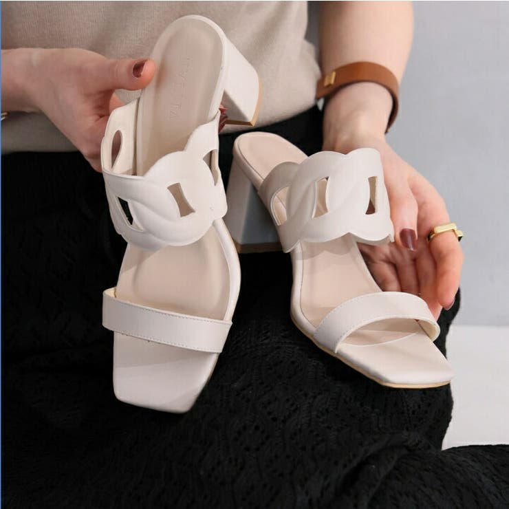 スクエアトゥカットワークミュールサンダル | VIVIAN COLLECTION | 詳細画像16 