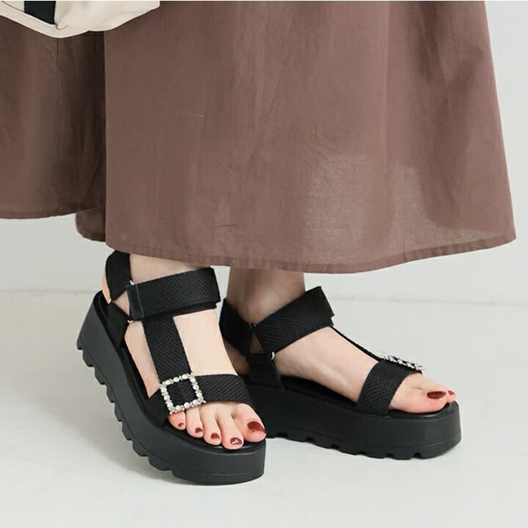 キラキラビジューバックル厚底サンダル | VIVIAN COLLECTION | 詳細画像12 