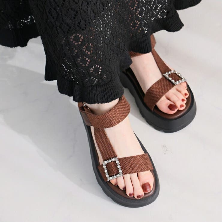 キラキラビジューバックル厚底サンダル | VIVIAN COLLECTION | 詳細画像17 