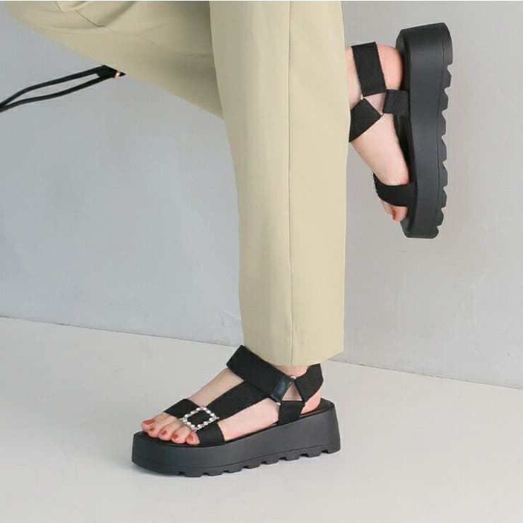 キラキラビジューバックル厚底サンダル | VIVIAN COLLECTION | 詳細画像7 